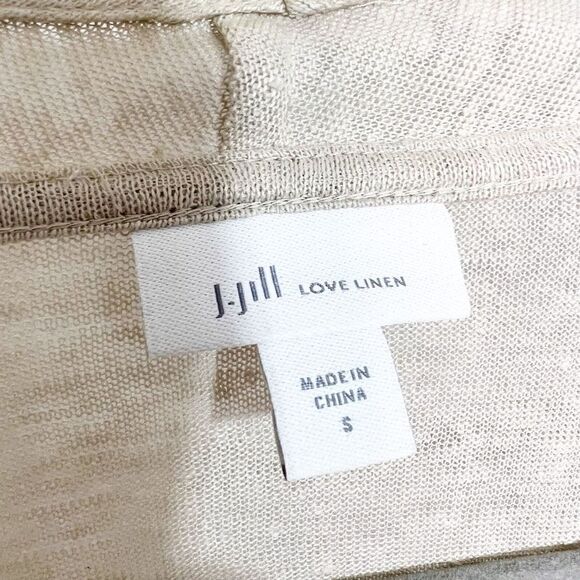 J Jill Love Linen Womens Cardigan Sweater Open Front Tan Beige Size Small - Picture 8 of 8